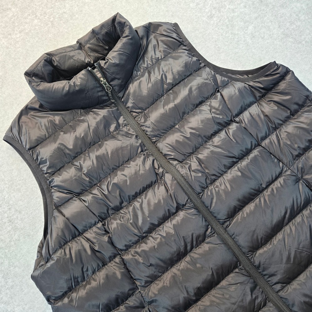 Eddie Bauer EB650 Down Vest Womens 2XL Black Quilted Full Zip Puffer Outerwear